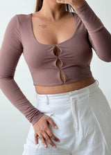 Size S-M Dusty Pink Cutout Crop Top