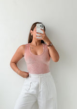 Size XS-S Blush Pink Ribbed Bodysuit