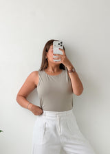 Size XL Taupe Ribbed Bodysuit