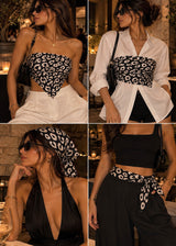 Black White Abstract Print Convertible Scarf Top