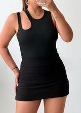 Size S-M Black Sleeveless racerback-inspired Bodysuit