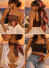 Brown Chain Print Convertible Scarf Top