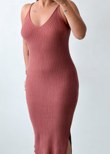 Size M-L Dusty Rose Ribbed Midi Dress