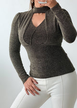 Size S-M Charcoal Grey Choker Neck Top