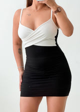 Size XS-S White Black Contrast Mini Dress