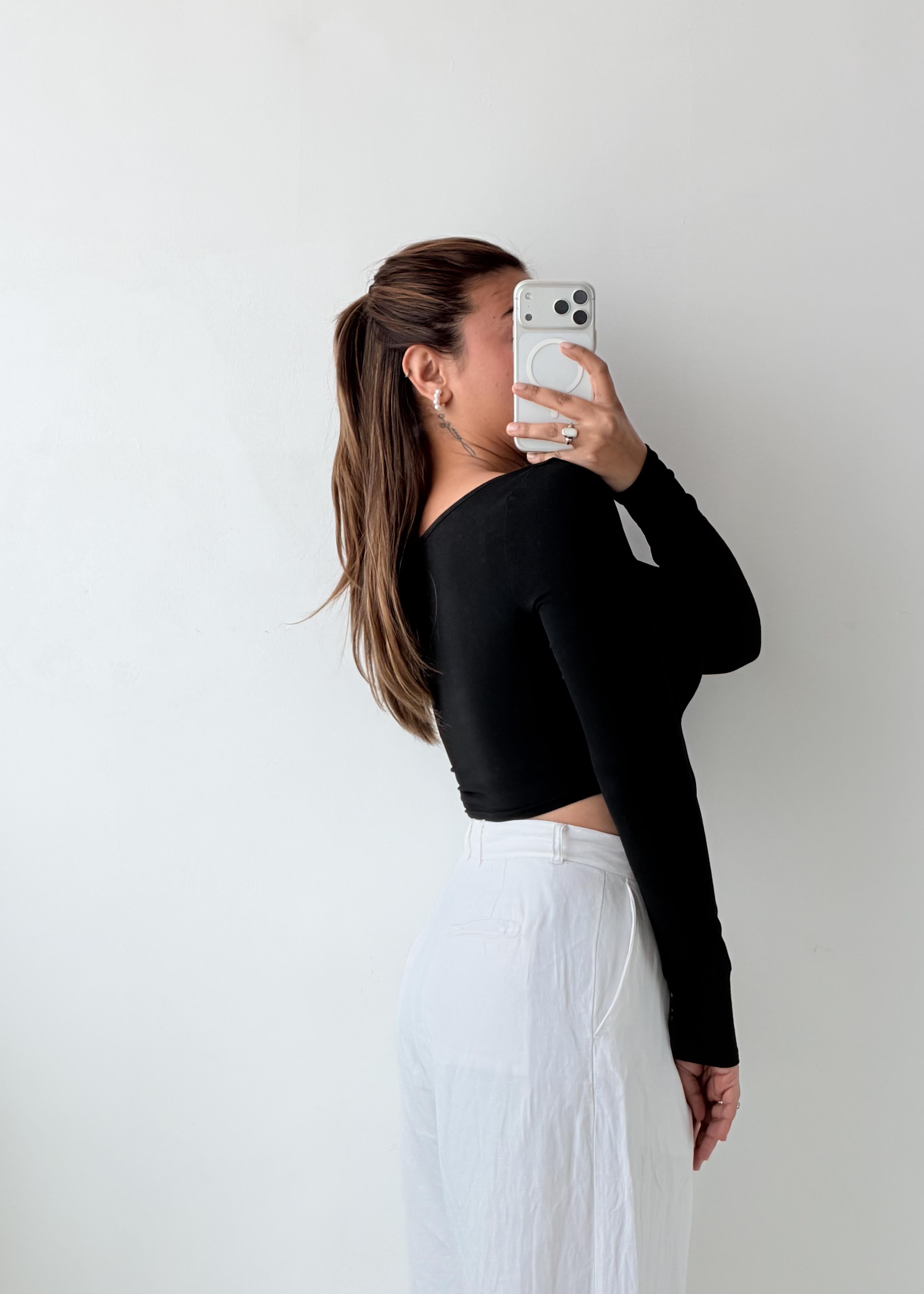 Size XS-S Black Long Sleeve Corset Top
