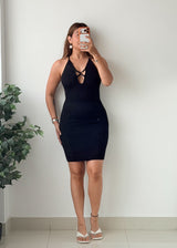 Size XS-S Black Crisscross Front Bodycon Mini Dress