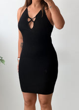 Size XS-S Black Crisscross Front Bodycon Mini Dress