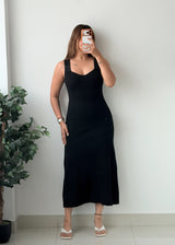 Size XS-S Black Square Neck Sleeveless Maxi Dress