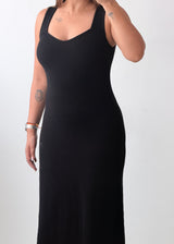 Size XS-S Black Square Neck Sleeveless Maxi Dress