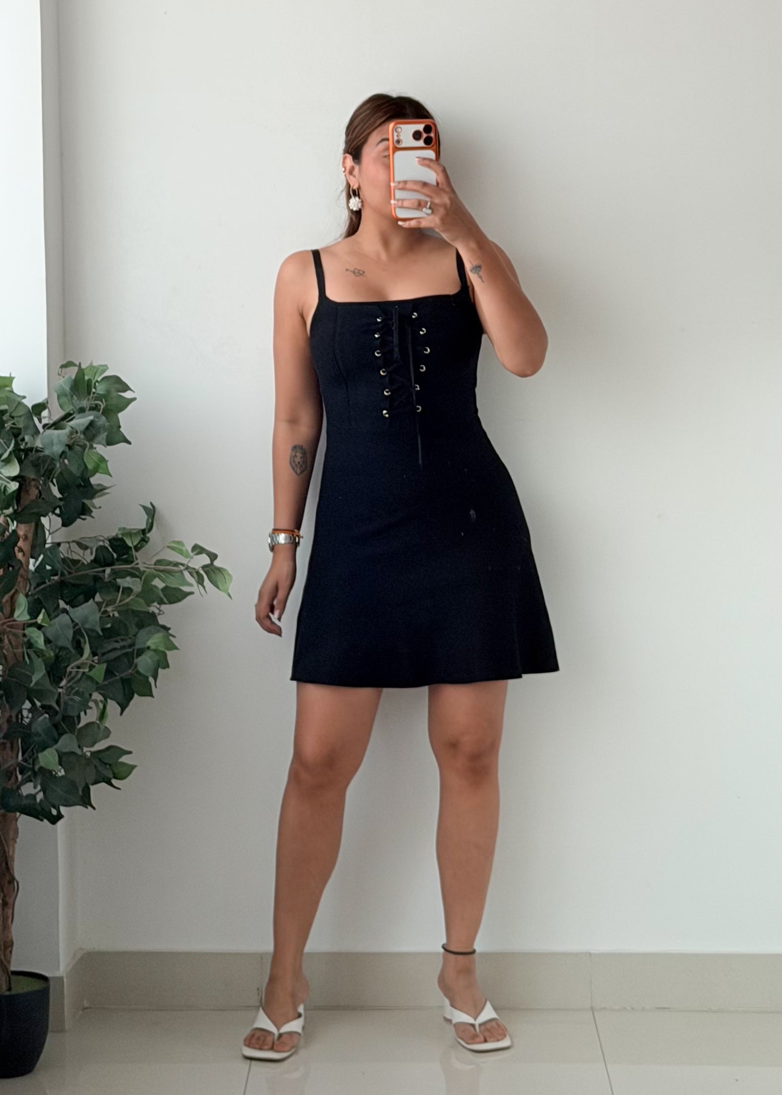 Size XS-S Black Lace-Up Corset Mini Dress